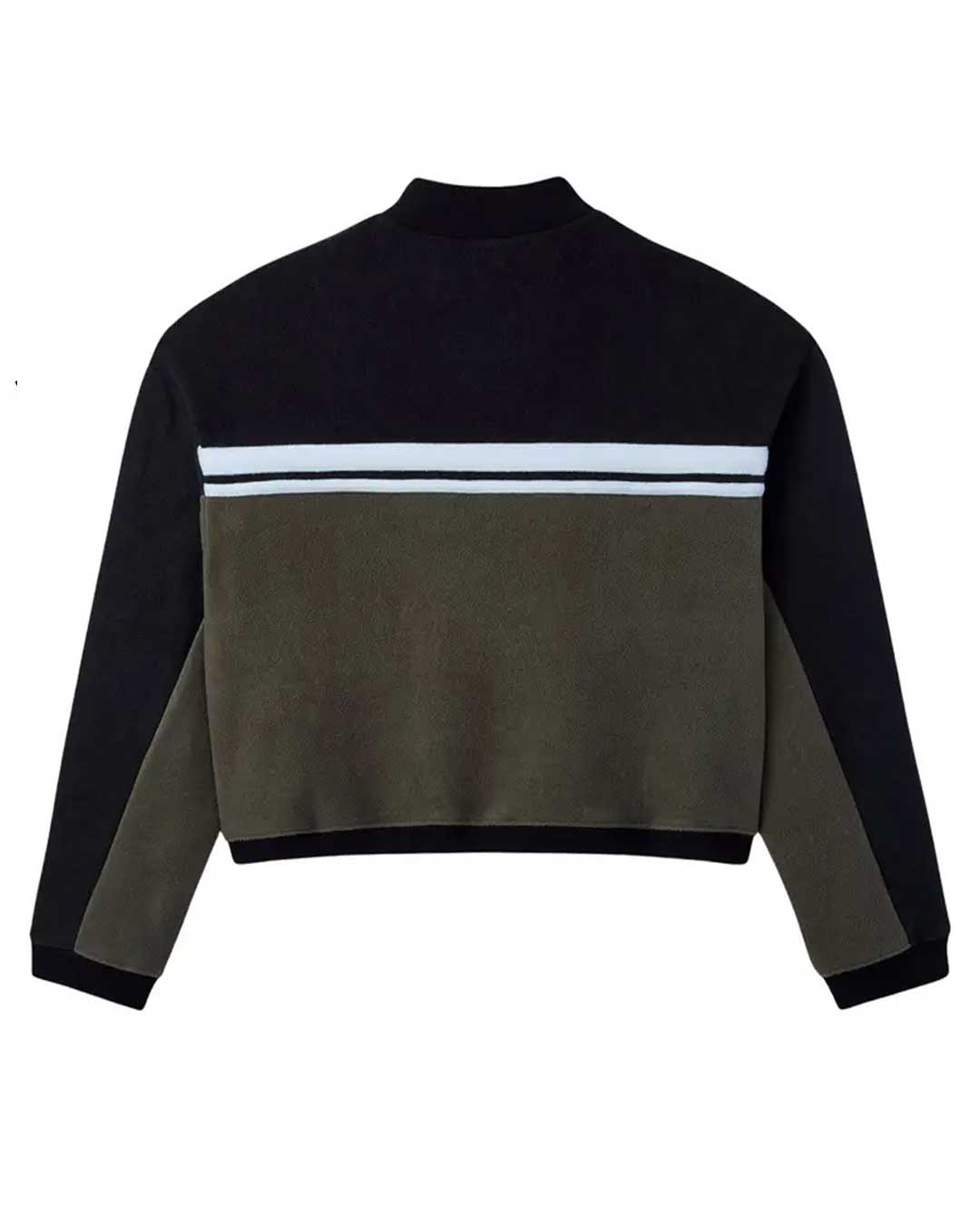 GV Gallery Women's Cropped Quarter Zip black, colorblock cropped quarter-zip with chest stripe, back view
