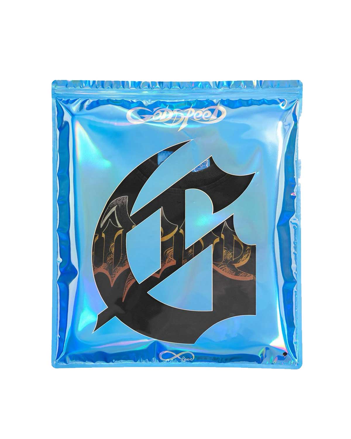 Godspeed Alexa II NG L/S Tee black, packaged in the Godspeed holographic blue bag