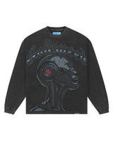 Godspeed Alexa II NG L/S Tee black, long-sleeve tee with chrome android profile graphic, front view