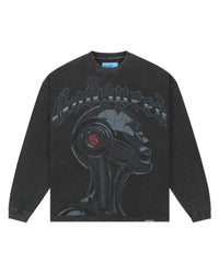 Godspeed Alexa II NG L/S Tee black, long-sleeve tee with chrome android profile graphic, front view