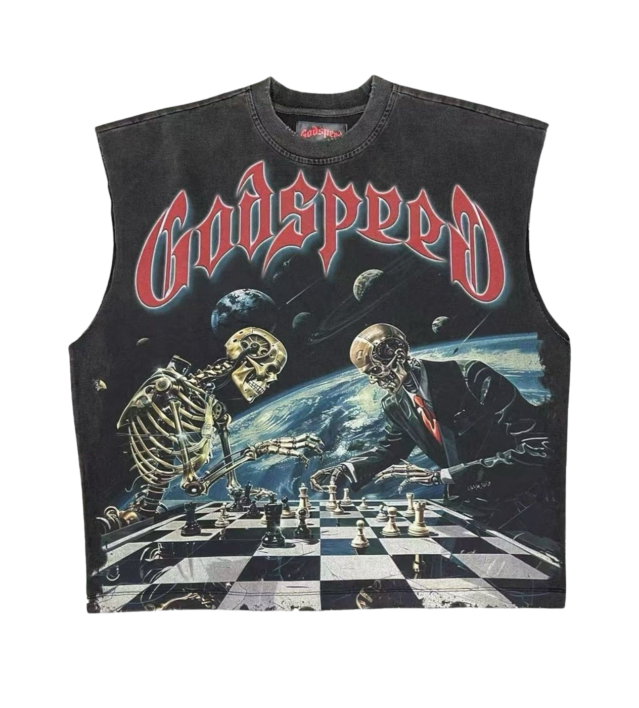 Godspeed Checkmate Sleeveless Tee Washed Black