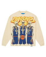 Godspeed Dream Team II NG L/S Tee bone, long-sleeve tee with skeleton basketball team graphic, front view