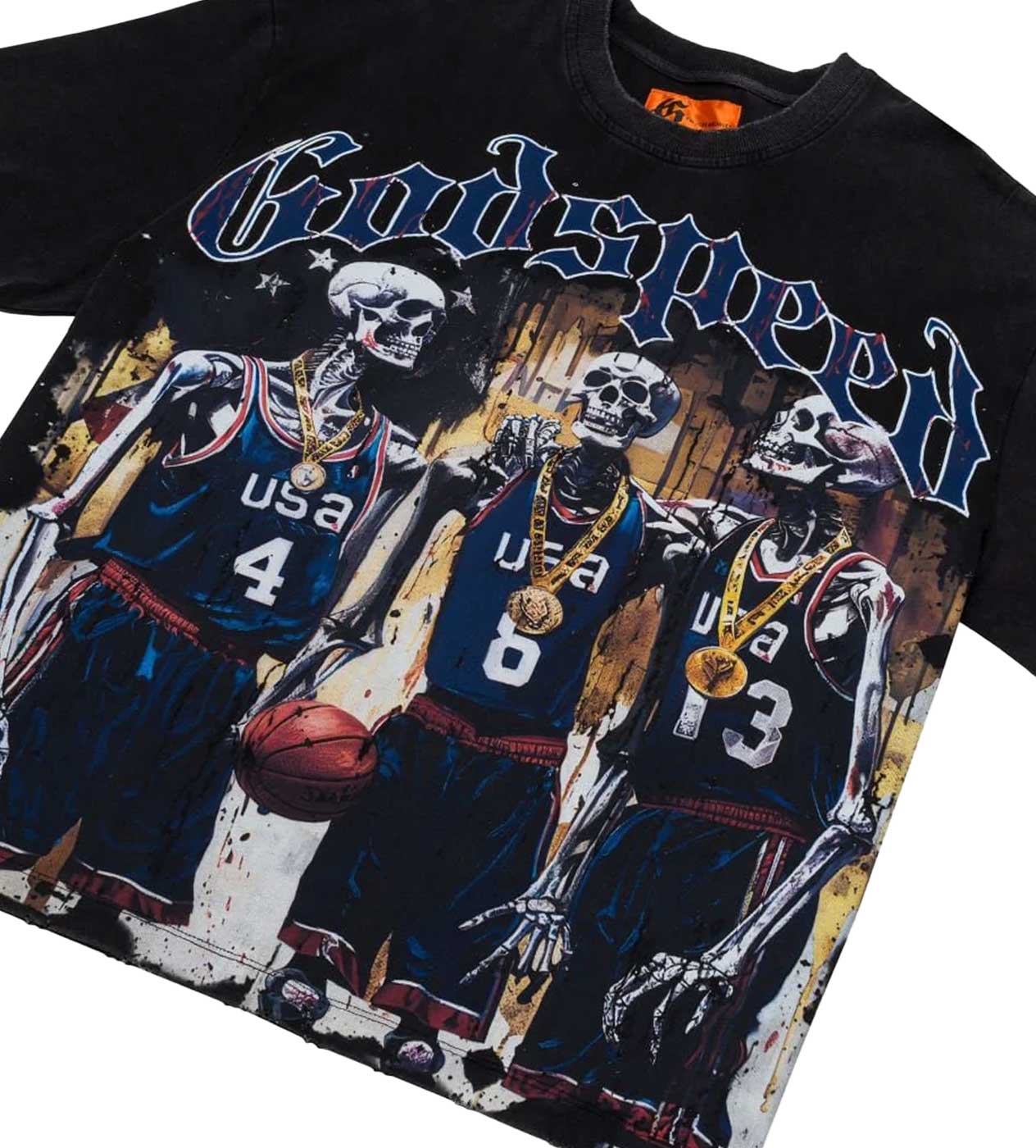 Godspeed Dreamteam 24 Tee Black Wash front angle