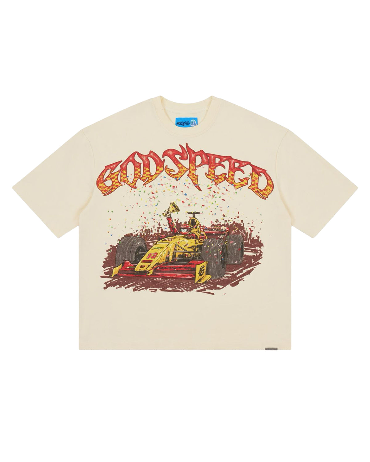 Godspeed F1 Dreams Tee NG bone, T-shirt with Formula 1 victory graphic, front view