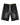 Godspeed Femur Frayed Denim Shorts Black, washed black denim shorts with frayed bone appliqués down the side seams and a white drawstring, front view