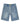Godspeed Femur Frayed Denim Shorts Blue, light wash denim shorts with frayed bone appliqués down the side seams and a white drawstring, front view