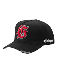 Godspeed Forever Insignia Hat black/red, opposite side view with the Godspeed side script