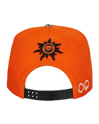 Godspeed Forever Insignia Hat orange/black, back view of the snapback closure