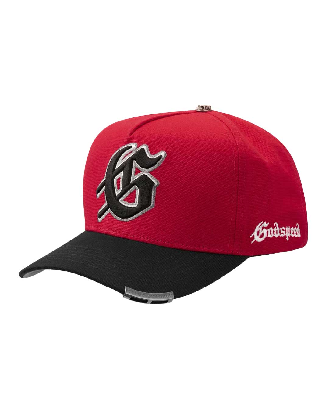 Godspeed Forever Insignia Hat red/black, opposite side view with the side logo