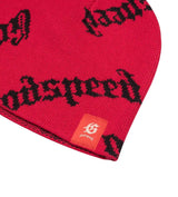 Godspeed Forever OG Logo Beanie Red front view detailed