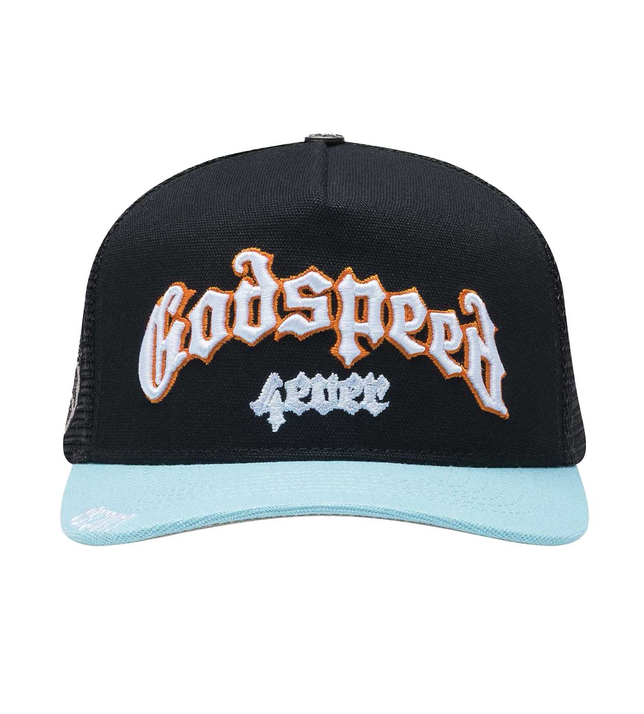 Godspeed Forever Trucker Hat Black/Light Blue/Orange