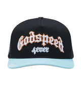 Godspeed Forever Trucker Hat Black/Light Blue/Orange