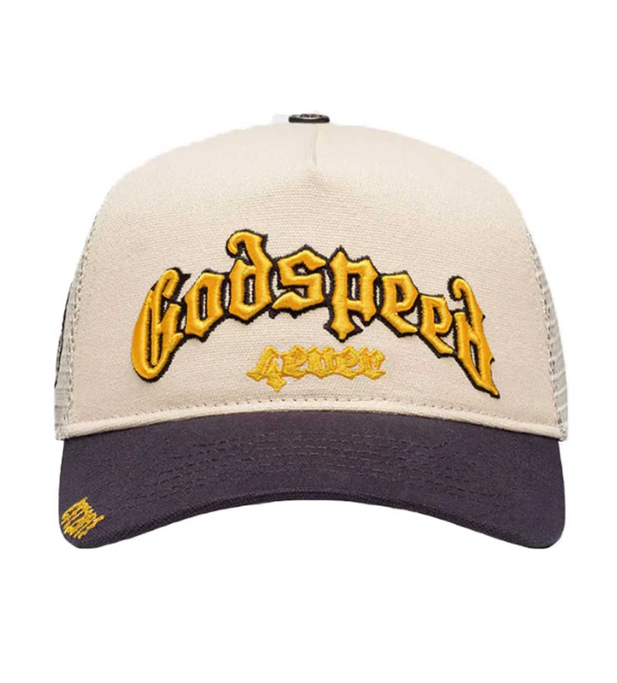 Godspeed Forever Trucker Hat Bone/Yellow/Navy – Restock AR