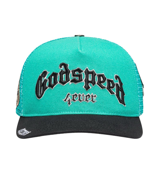 Godspeed Forever Trucker Hat Turquoise/Black – Restock AR