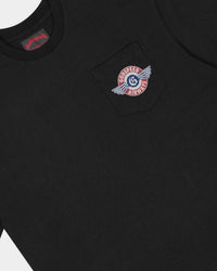 Godspeed GS Air NYC Pocket Tee Black, side view of the black pocket tee