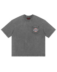 Godspeed GS Air NYC Pocket Tee grey, washed cotton pocket tee with a GODSPEED AIRWAYS roundel, front view