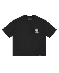 Godspeed GS Air Paris Pocket Tee Black, black pocket tee with a winged GODSPEED AIRWAYS chest pocket logo, front view