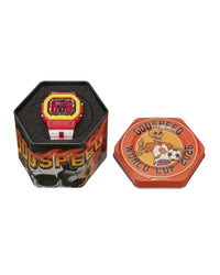 Godspeed GSWC All Nations Chrono white/red, hexagonal flame-print collector tin with skeleton soccer player lid