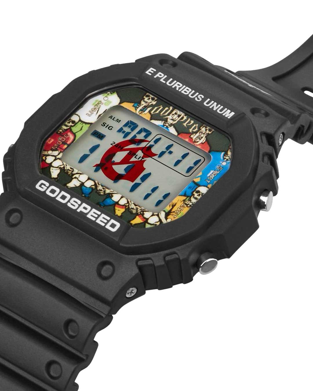 Godspeed GSWC Unity Chrono black, angled close-up of the case and pushers