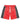 Godspeed Halftime Shorts V2 Red Acid Wash, acid-washed red French terry shorts with charcoal side panels and gothic Godspeed script, front view