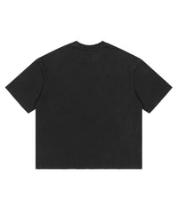 Godspeed Helipad Dreams Tee black with window and helicopter garden graphic, back