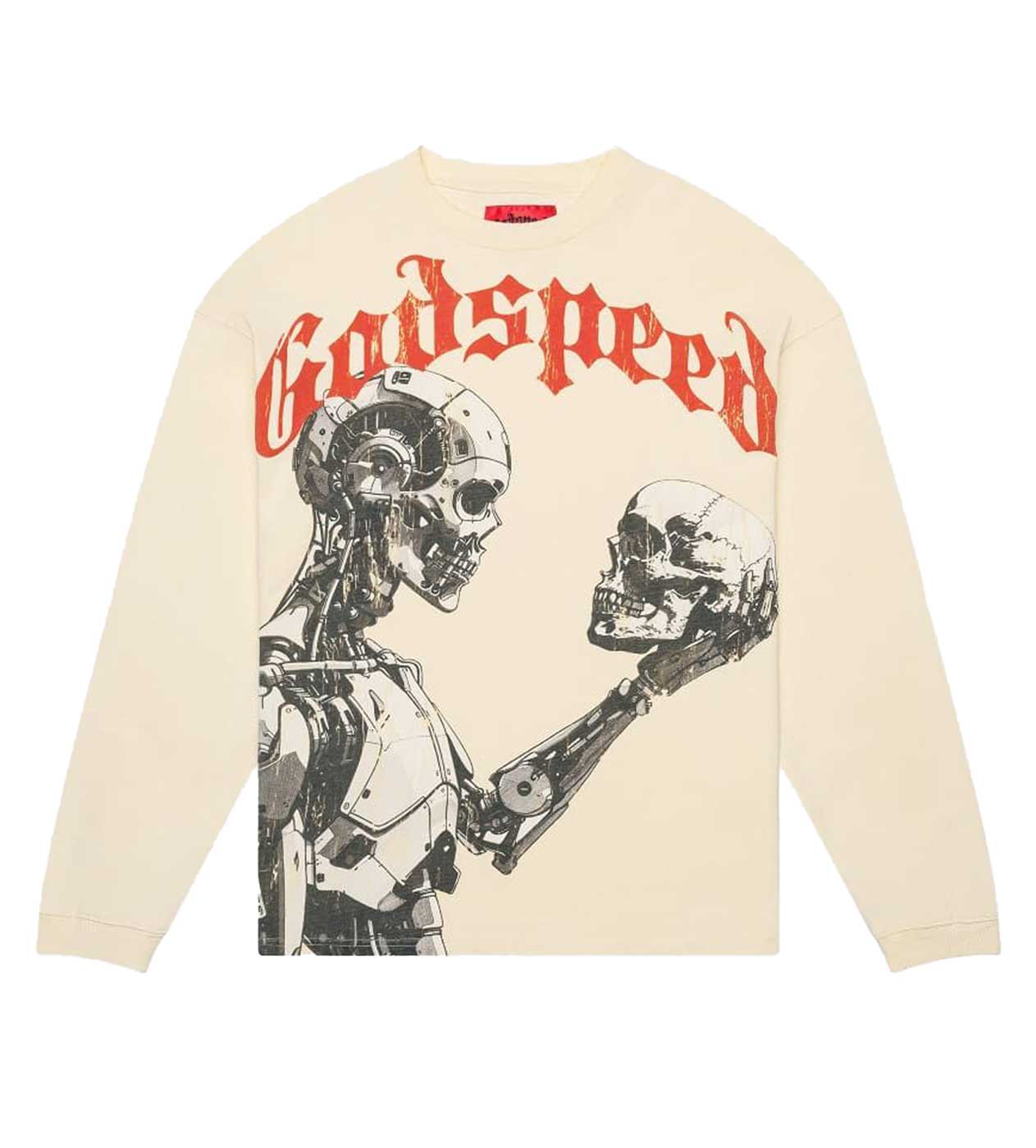 Godspeed Human Vs AI III L/S Tee Bone