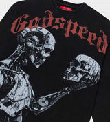 Godspeed Human Vs AI III L/S Tee Washed Black front detailed view