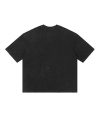 Godspeed Liberty Sunset Tee in black, back view, plain black cotton tee