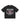 Godspeed Liberty Sunset Tee in black, front view, chrome tribal Godspeed graphic over a magenta sunset city skyline
