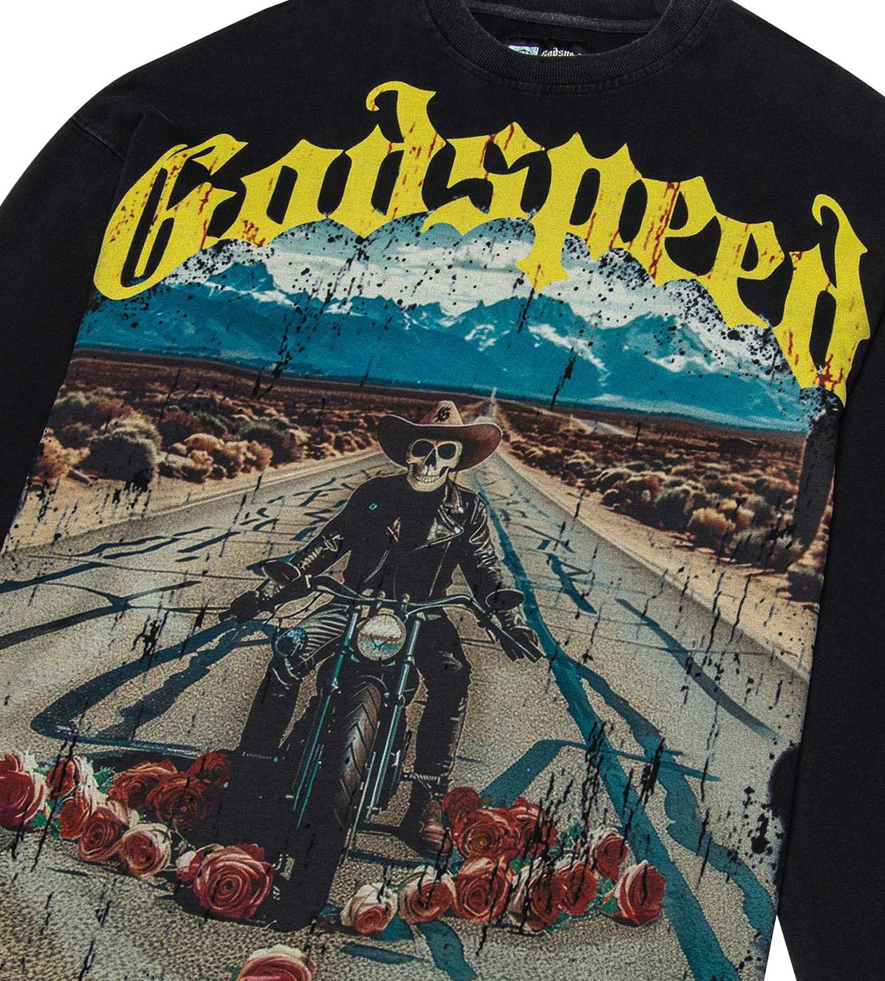 Godspeed Long Lonely Road L/S Tee Washed Black