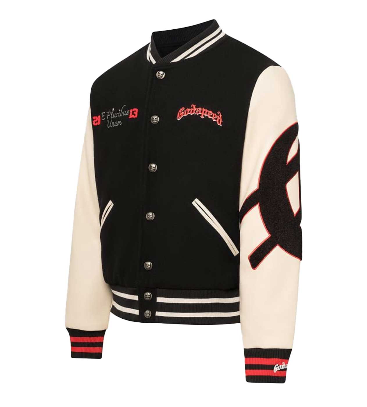 Godspeed Mankind Vs AI Varsity Jacket Black/Cream