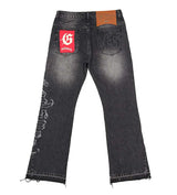 Godspeed OG Logo Flared Denim Stitched Grey Wash