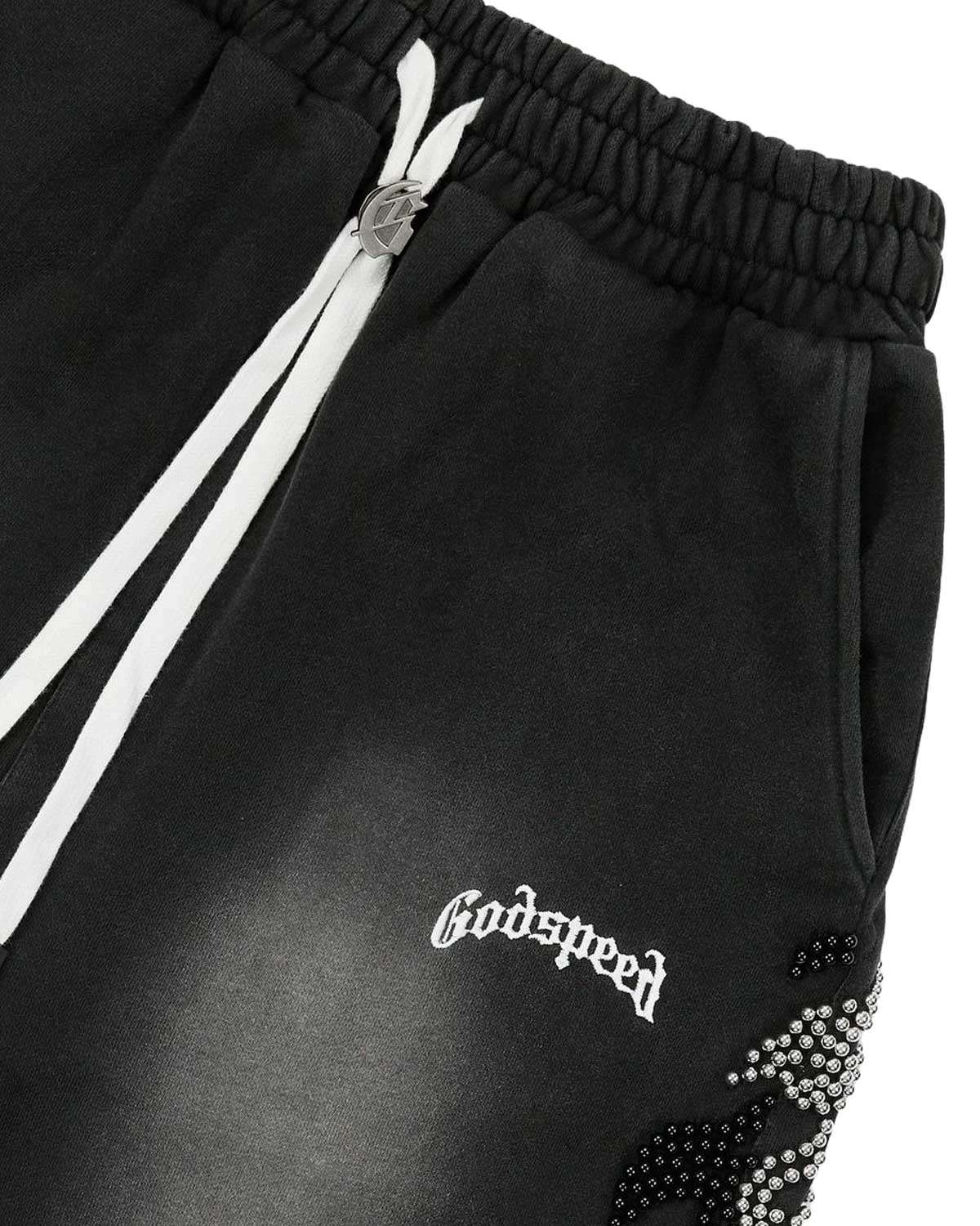 Godspeed OG Logo Noir Studded 3QTR Shorts Black