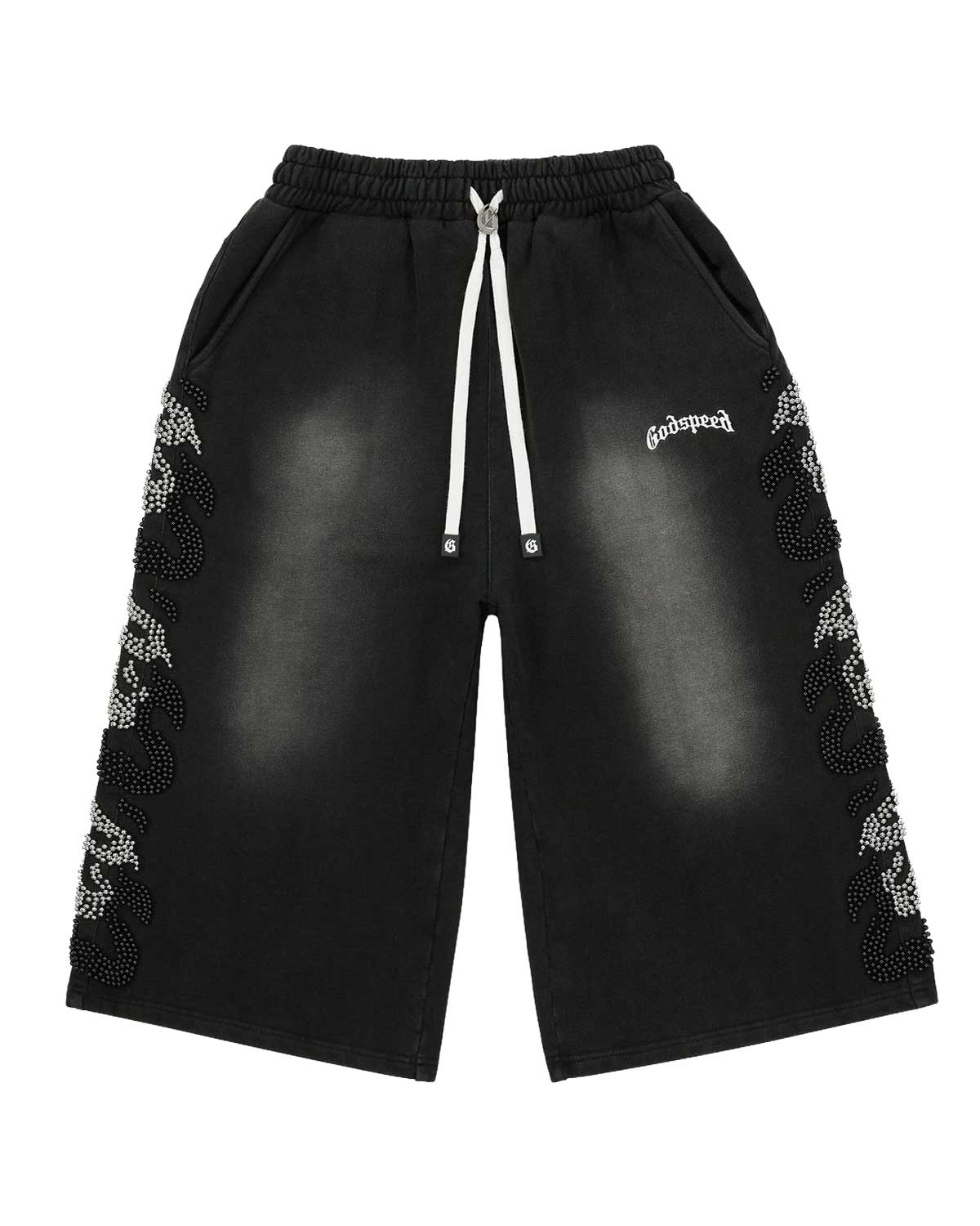 Godspeed OG Logo Noir Studded 3QTR Shorts Black