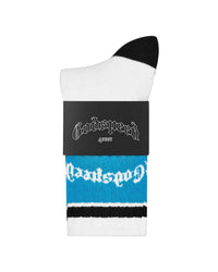 Godspeed OG Logo Striped Socks White/Baby Blue
