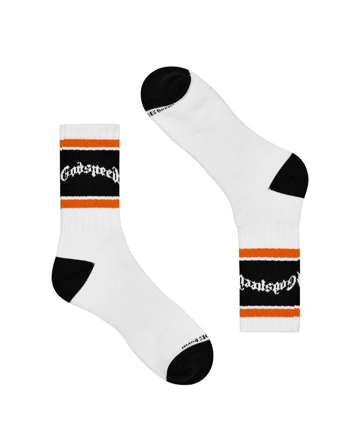 Godspeed OG Logo Striped Socks White/Orange
