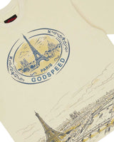 Godspeed Paris Skyline Tee bone, close-up of the Eiffel Tower skyline print detail