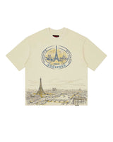 Godspeed Paris Skyline Tee bone, heavyweight tee with oval crest and Eiffel Tower skyline, front view