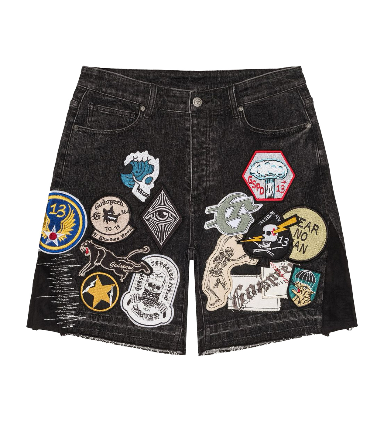 Godspeed Patchwork Denim Shorts V2 Black