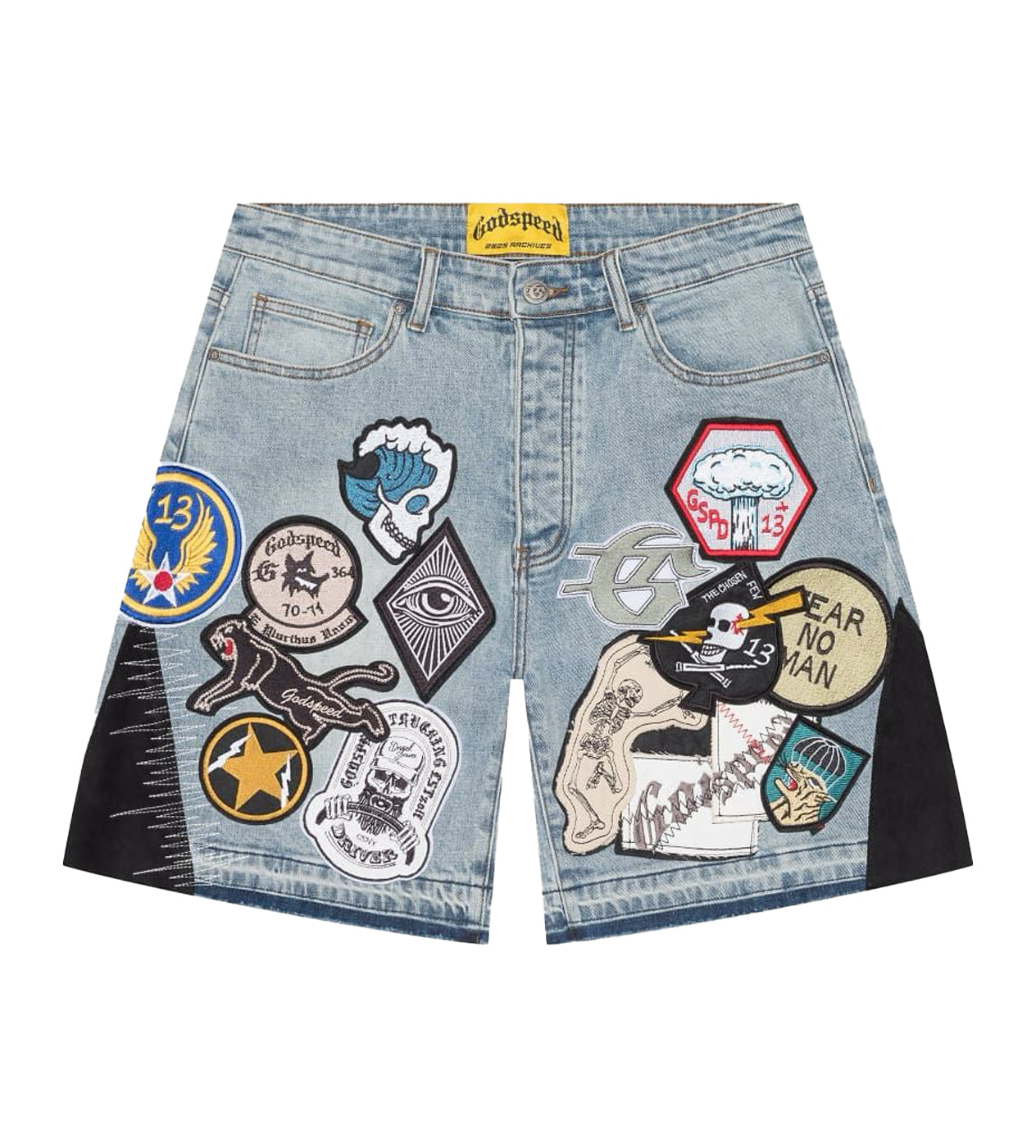 Godspeed Patchwork Denim Shorts V2 Blue