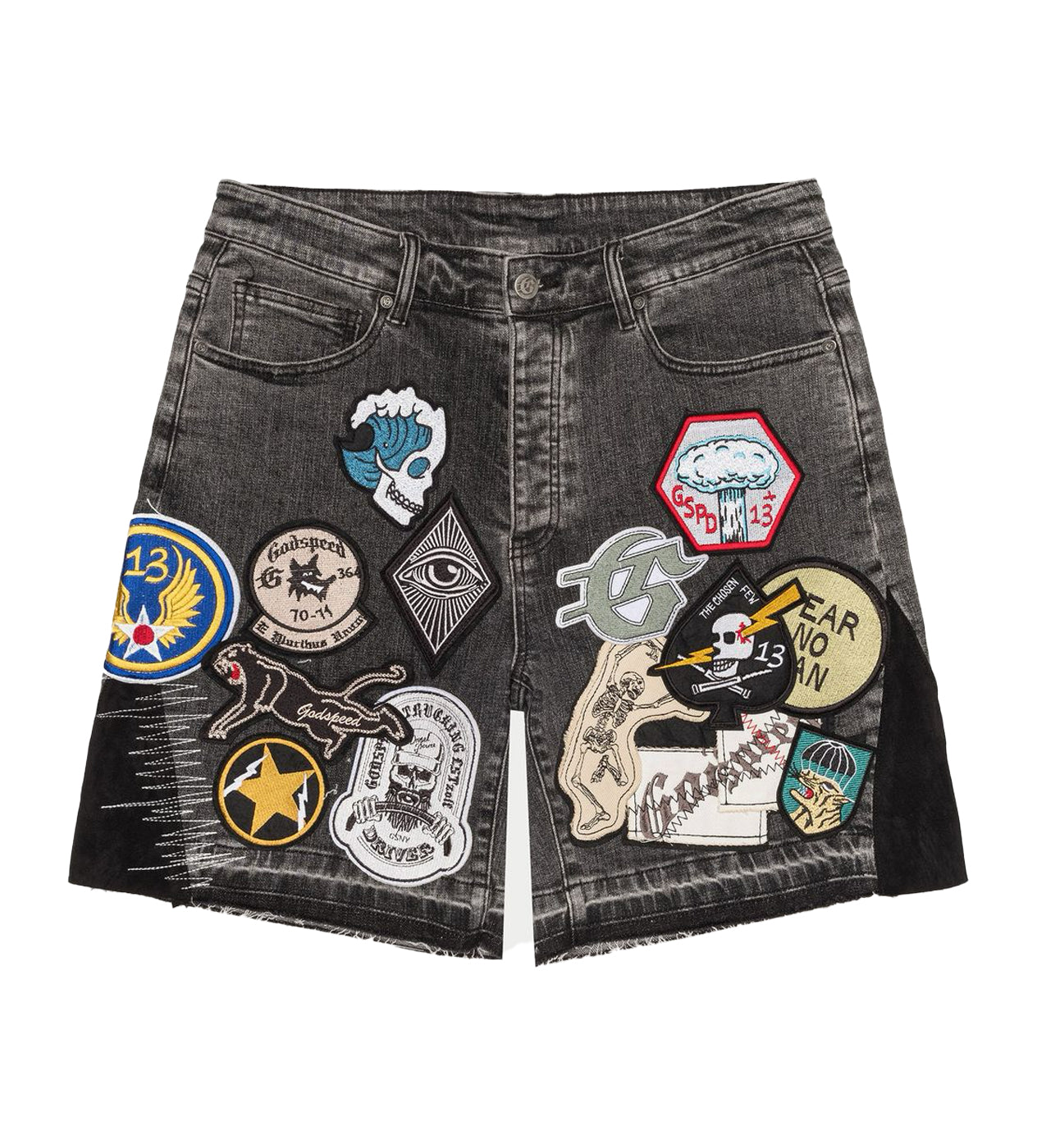 Godspeed Patchwork Denim Shorts V2 Grey