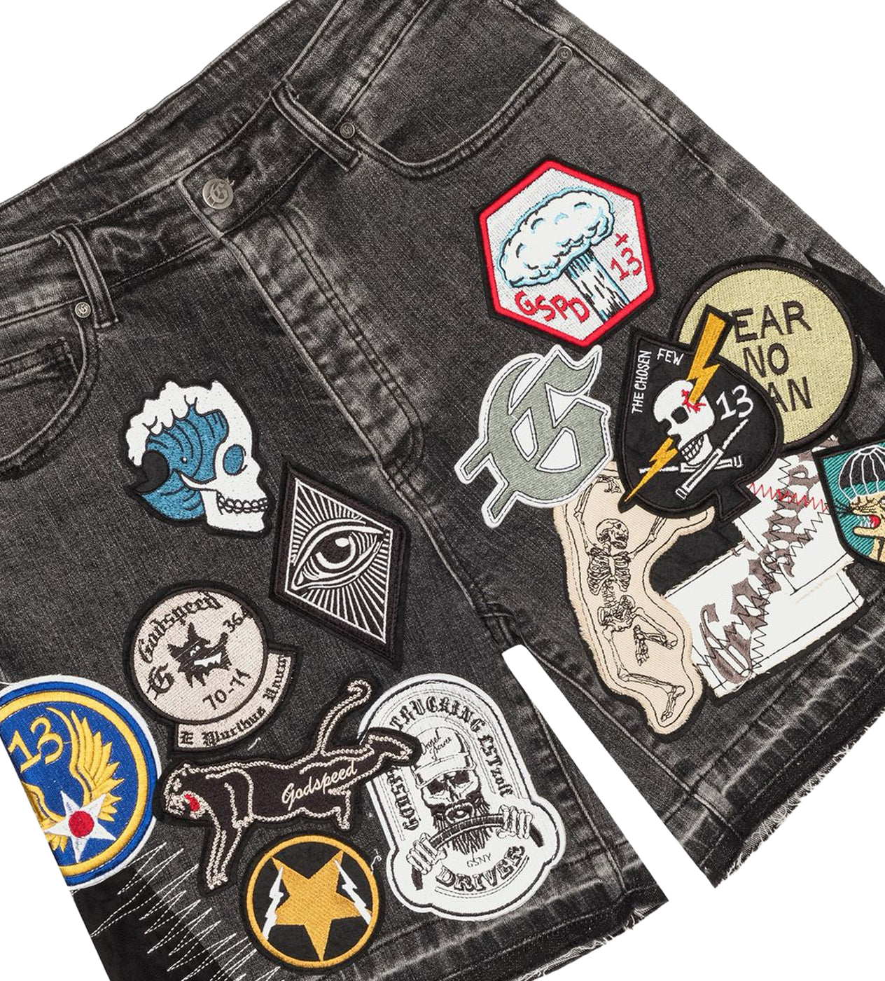 Godspeed Patchwork Denim Shorts V2 Grey