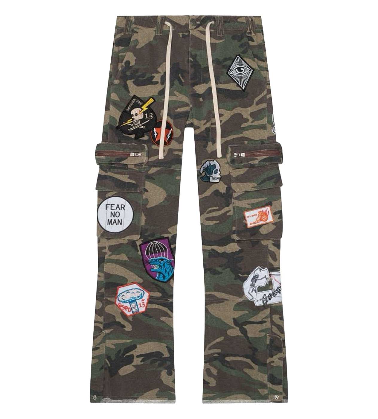Godspeed Patchwork Flared Cargo Pants Camo