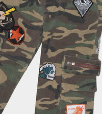 Godspeed Patchwork Flared Cargo Pants Camo