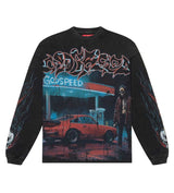 Godspeed Pitstop L/S Tee Washed Black front view