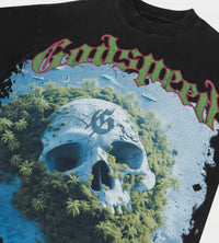 Godspeed Private Island Tee Black front view detailed