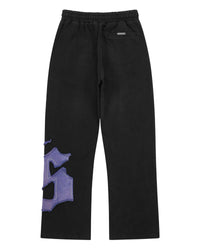 Godspeed Raw Import Sweatsuit black/blue, sweatpants back view with blue-violet graphic on the leg