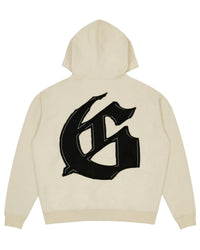 Godspeed Raw Import Sweatsuit bone/black, hoodie back view with large black gothic G