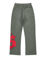 Godspeed Raw Import Sweatsuit grey/red, sweatpants back view with red graphic on the leg