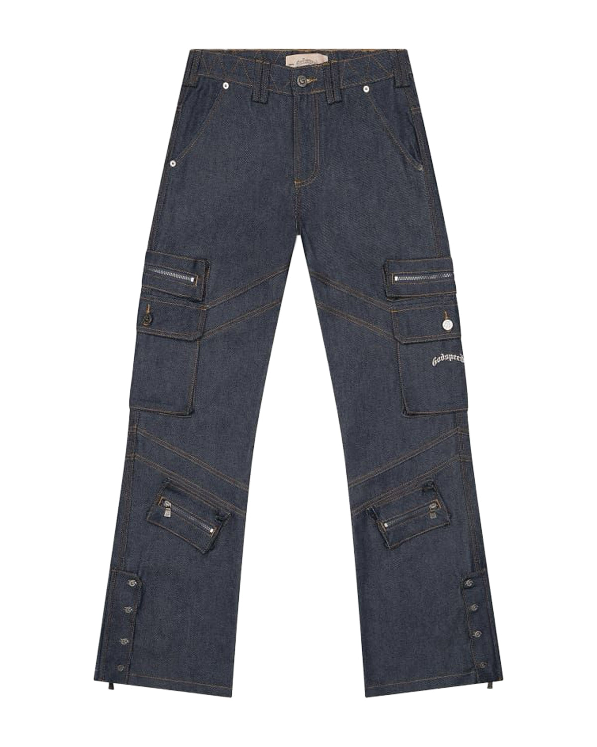 Godspeed Rockstar Flare Cargo Denim Raw Blue